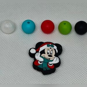 Minnie Mouse Holiday Bead Set - White, Blue, Red, Green, Black